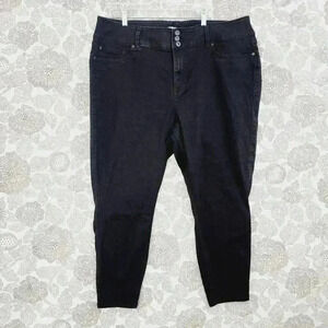 Torrid Denim Jeggings Womens Size 24R Black Faux Front Pockets Stretched